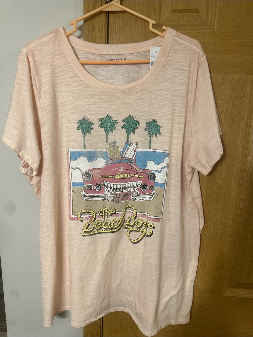 Lane Bryant Light Peach Beach BoysCrewneck Tee NWT size 18/20